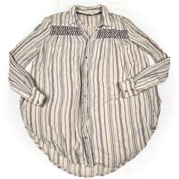 Anthropologie Floreat Norfolk Striped Embroidered Blouse - Picture 2 of 10